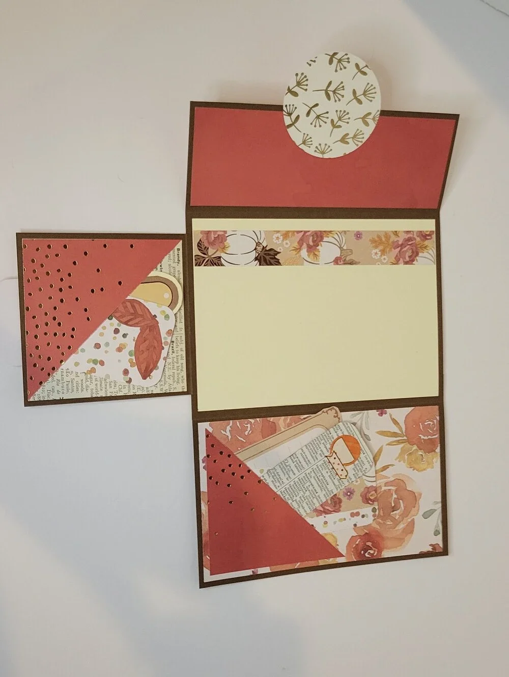 Autumn Pumpkin Floral Party Card - Orange Accent Ephemera Junk Journal Handmade